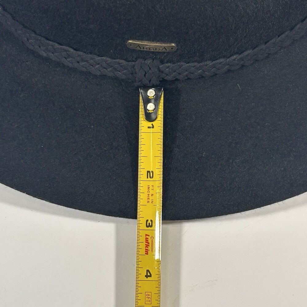 Adora Western Style Wool Hat Black Braided Leather Accent One Size USA Made - Picture 7 of 12